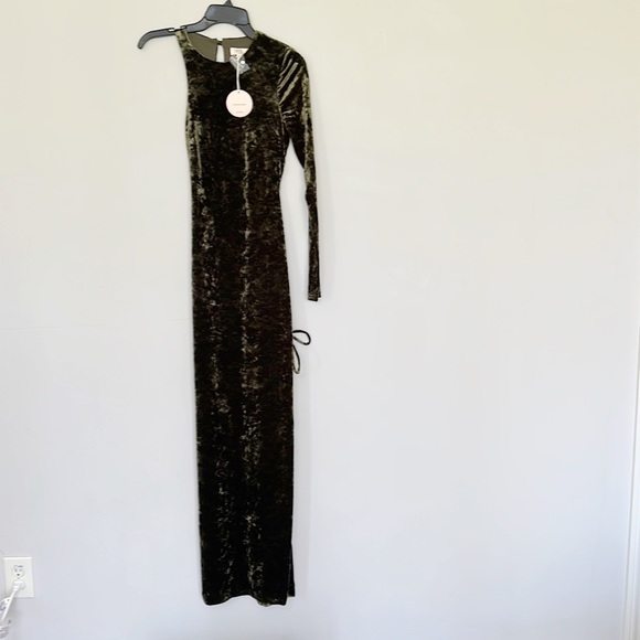 NWT Camila Coelho X Revolve Green Crushed Velvet Maxi Cut Out Dress women size S - Picture 7 of 11